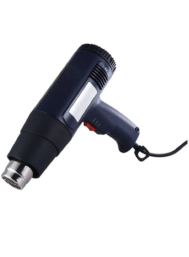 Professional Variable Temperature Control Heat Gun With Accessories For Packing Material And Home Decoration Black