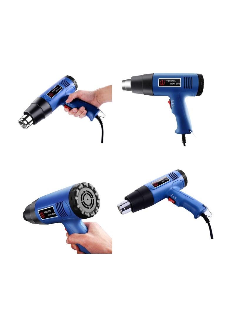 Corded Heat Gun Portable Hot Air Gun 1500W with 2 Temperature Gear for Shrink Wrapping, Industrial Plastic Soldering,Tube Bending,Automotive film,Removing Old Paint Film and Adhesives