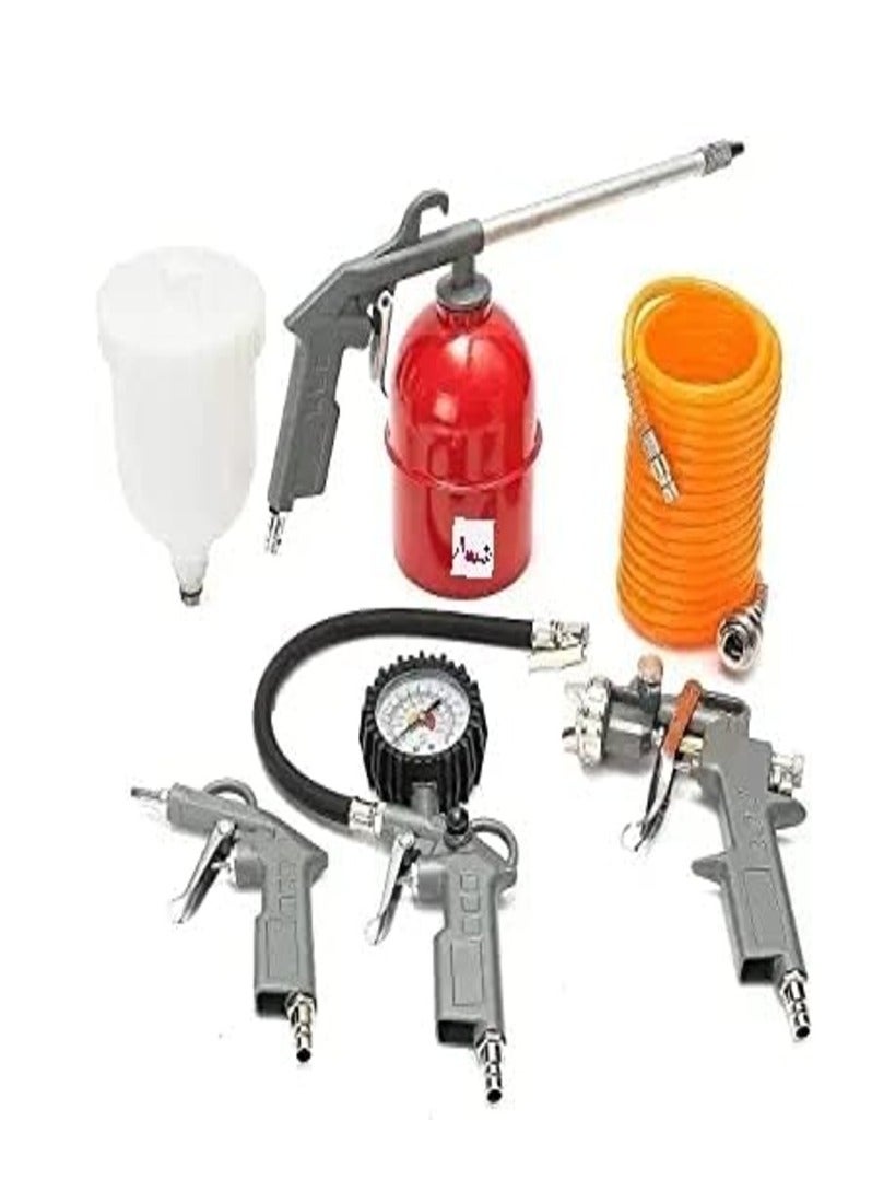 5pcs Set Pneumatic Spray Gun Diesel Gun Air Duster Gun Inflator Kit & Hose