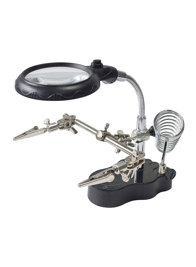 Helping Hand Magnifier With Soldering Iron Stand Black/Silver 1.5X2.6X1.9inch