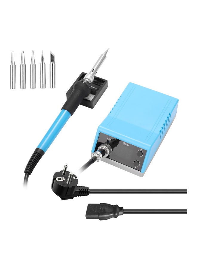 Digital Temperature Adjustable Soldering Iron With Accessories Blue/Black/Silver