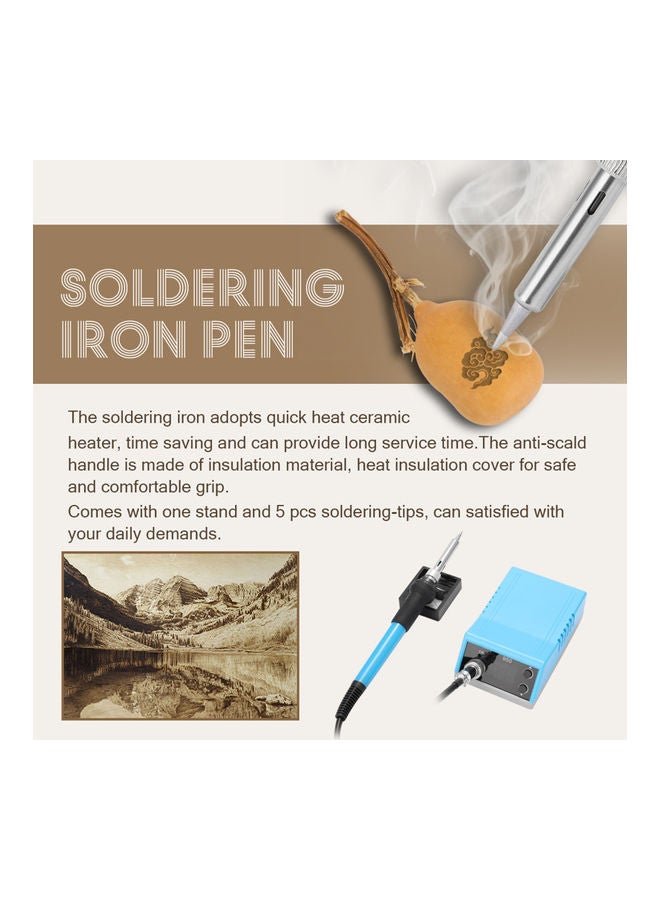 Digital Temperature Adjustable Soldering Iron With Accessories Blue/Black/Silver