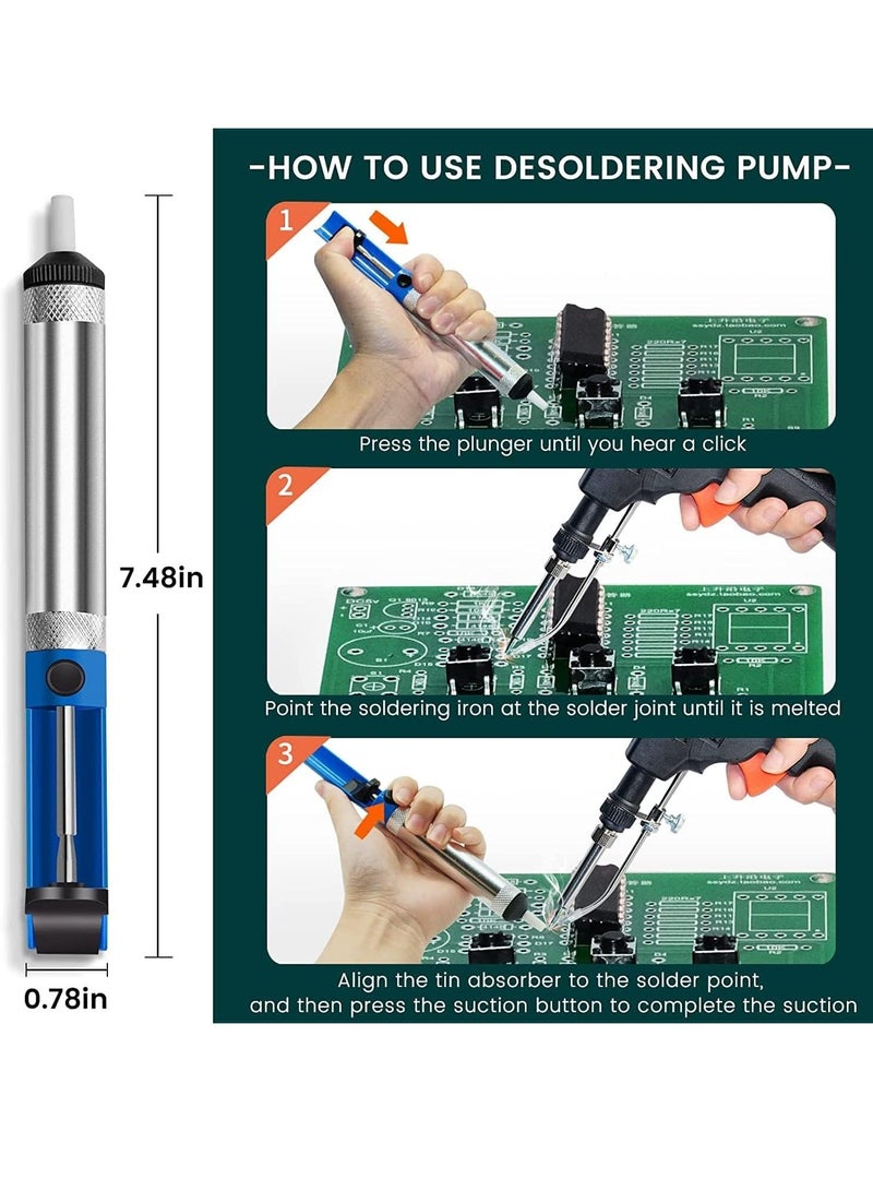 Soldering Iron Kit, Automatic Hand-held Soldering Welding Tool with 5pcs Soldering Tips, Desoldering Pump, Tweezers, Soldering Wires, Mini Bracket for Circuit Boards, Home DIY, Electronics Repair