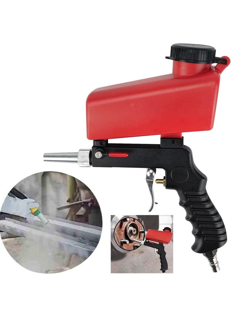 Sand Blaster, Professional Anti-Rust Blasting Machine 90psi Pneumatic Sand Blasting Kit Handheld Gravity Sandblaster Adjustable Flow Rate for Spraying Remove Paint Stains Rust Spot