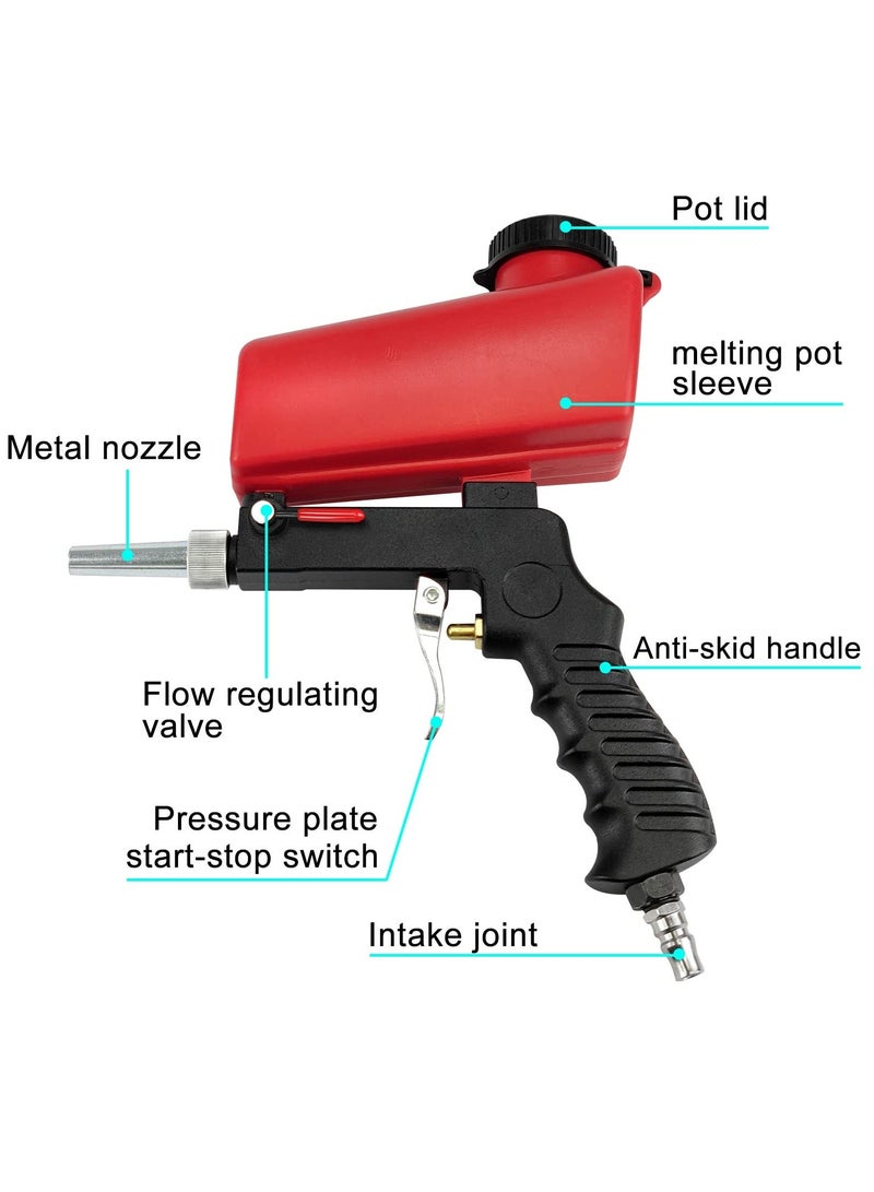 Sand Blaster, Professional Anti-Rust Blasting Machine 90psi Pneumatic Sand Blasting Kit Handheld Gravity Sandblaster Adjustable Flow Rate for Spraying Remove Paint Stains Rust Spot