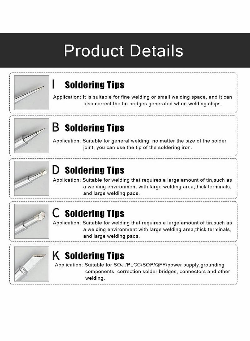 Soldering Iron Tip, Universal Replacement Tip Lead Free Screwdriver, 900m Tool Kit for Station, Welding and Cutting (5 Pcs)