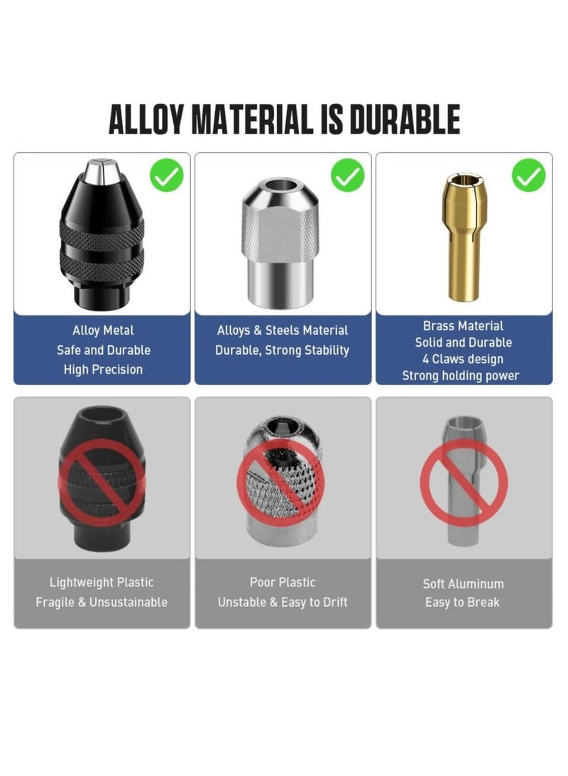 4486 Multi Chuck Set 15Pcs, Brass Collet Set, Drill Chuck Adapter, M8 Collet Nut Kit, Quick Screwdriver Drill Adapter, 0.8-3.2mm Replacement Keyless Quick Change Chuck Rotary Tool Accessory Compatible