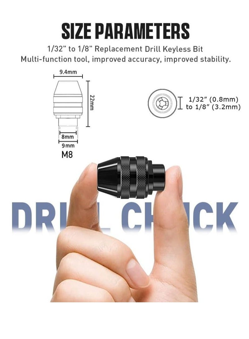 4486 Multi Chuck Set 15Pcs, Brass Collet Set, Drill Chuck Adapter, M8 Collet Nut Kit, Quick Screwdriver Drill Adapter, 0.8-3.2mm Replacement Keyless Quick Change Chuck Rotary Tool Accessory Compatible