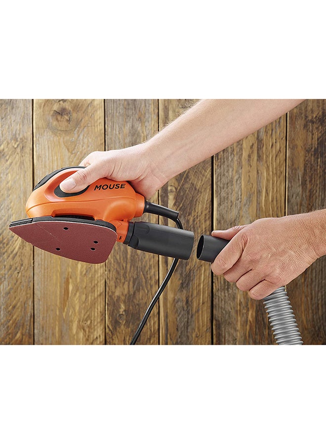 Compact Mouse Detail Sander, 55W, Corded, Low Vibration, Built-in Dust Port, Perfect for Precision and Detail Work on Paint, Varnish, and Glass Orange/Black