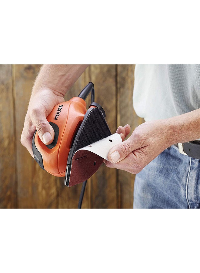 Compact Mouse Detail Sander, 55W, Corded, Low Vibration, Built-in Dust Port, Perfect for Precision and Detail Work on Paint, Varnish, and Glass Orange/Black