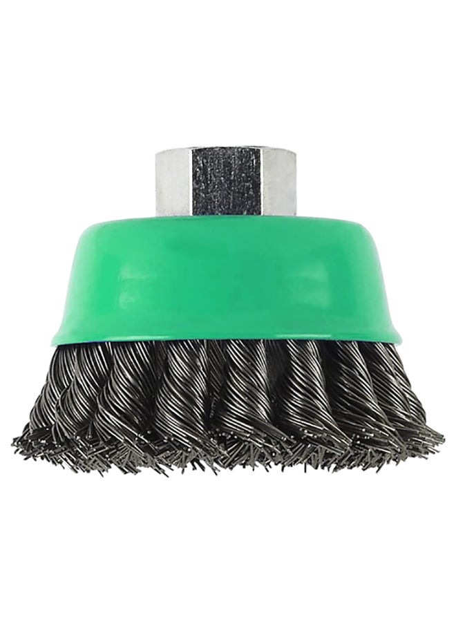 Knotted Cup Brush Black/Green 8cm