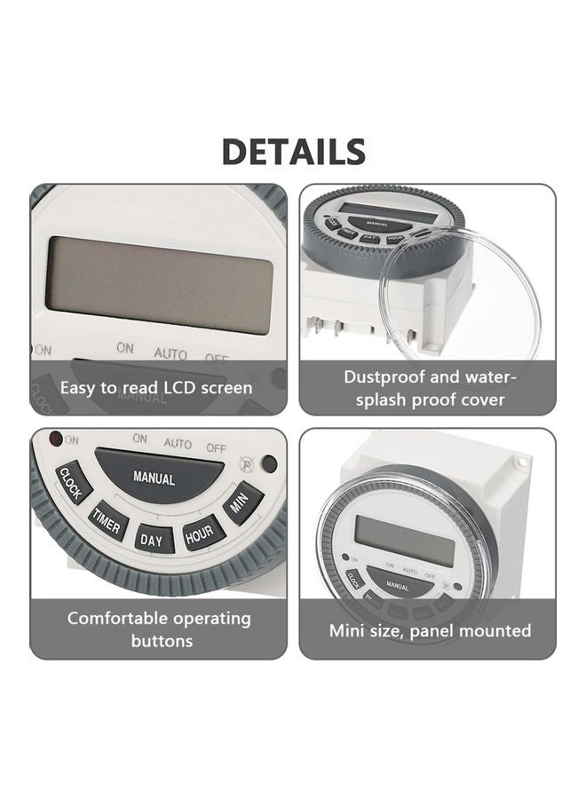 Weekly Timer Switch White/Grey