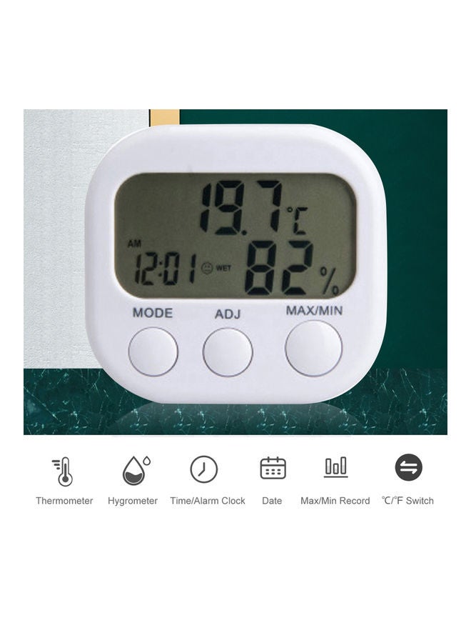 Digital Hygrometer With LCD Display White