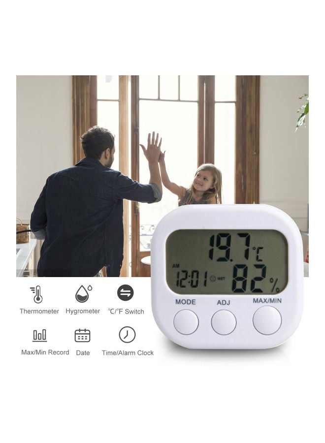 Digital Hygrometer With LCD Display White