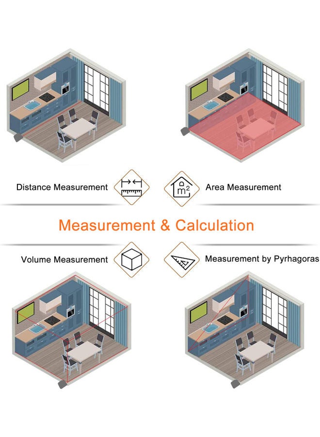 2-In-1 Handheld Electronic Infrared Rangefinder Tape Measure With LCD Display Black/Red