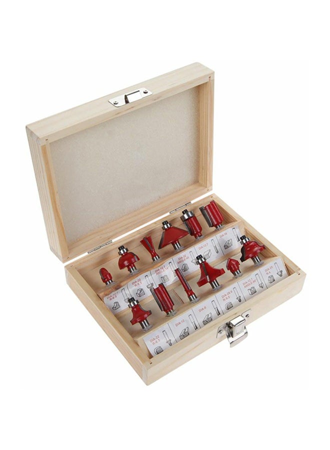 12-Piece Router Cutter Bit Set Red/Silver