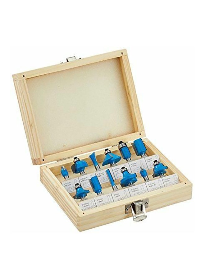 12-Piece Router Cutter Bit Set Blue/Silver