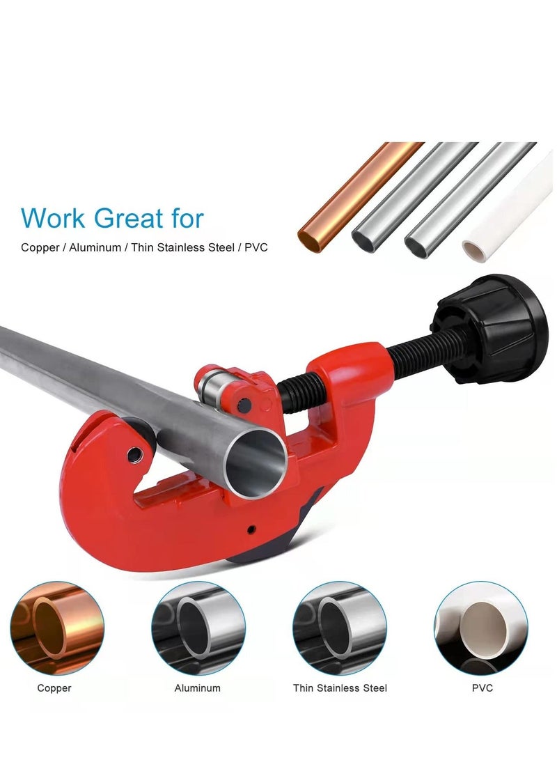 Pipe Cutter Tool, Professional Pipe Cutter - Includes 2 Spare Blades, Quick and Clean Cuts, 1/8 to 1-1/4 Adjustable Mini Pipe Cutter for Copper, Aluminum, and Thin Stainless Steel Pipes