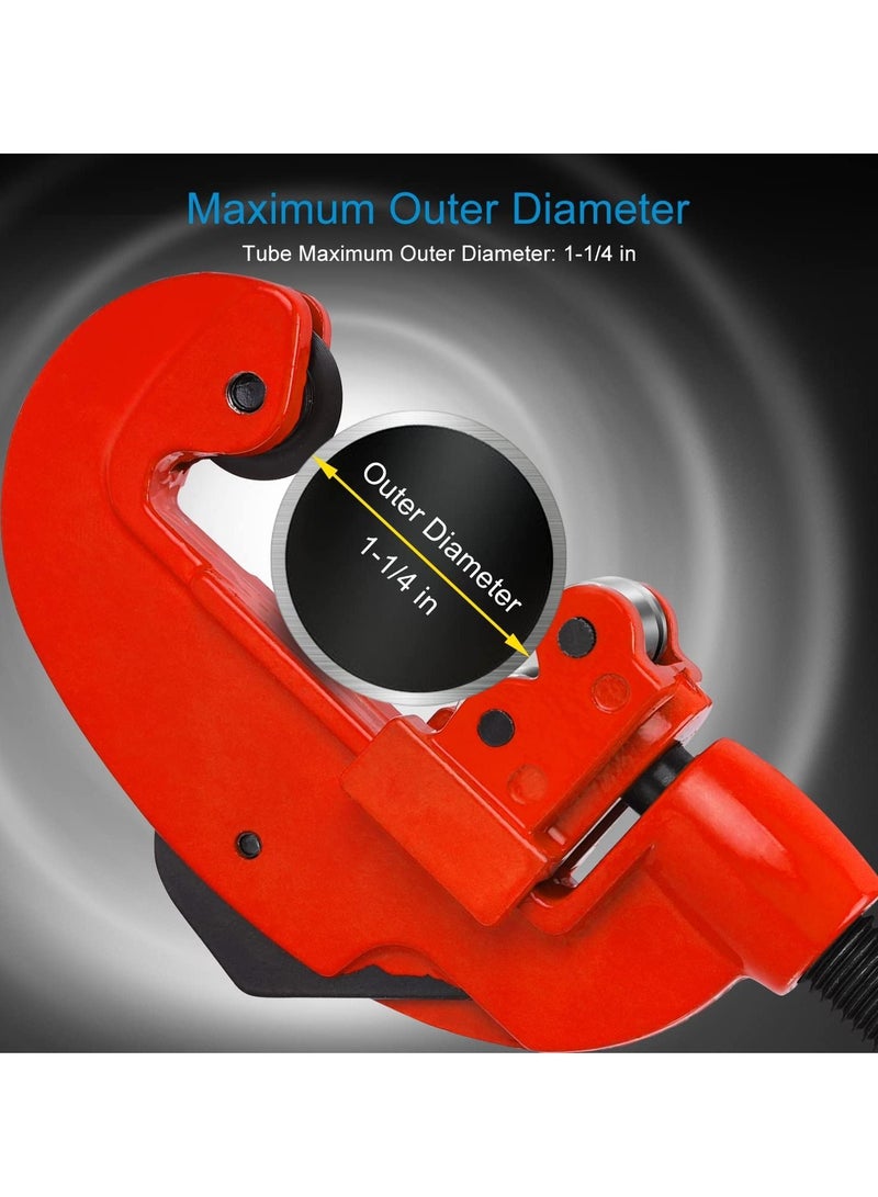 Pipe Cutter Tool, Professional Pipe Cutter - Includes 2 Spare Blades, Quick and Clean Cuts, 1/8 to 1-1/4 Adjustable Mini Pipe Cutter for Copper, Aluminum, and Thin Stainless Steel Pipes