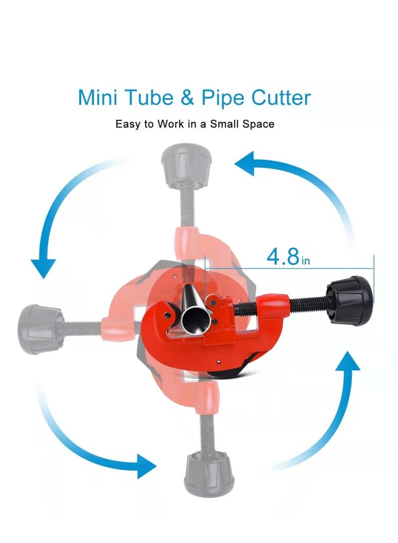 Pipe Cutter Tool, Professional Pipe Cutter - Includes 2 Spare Blades, Quick and Clean Cuts, 1/8 to 1-1/4 Adjustable Mini Pipe Cutter for Copper, Aluminum, and Thin Stainless Steel Pipes