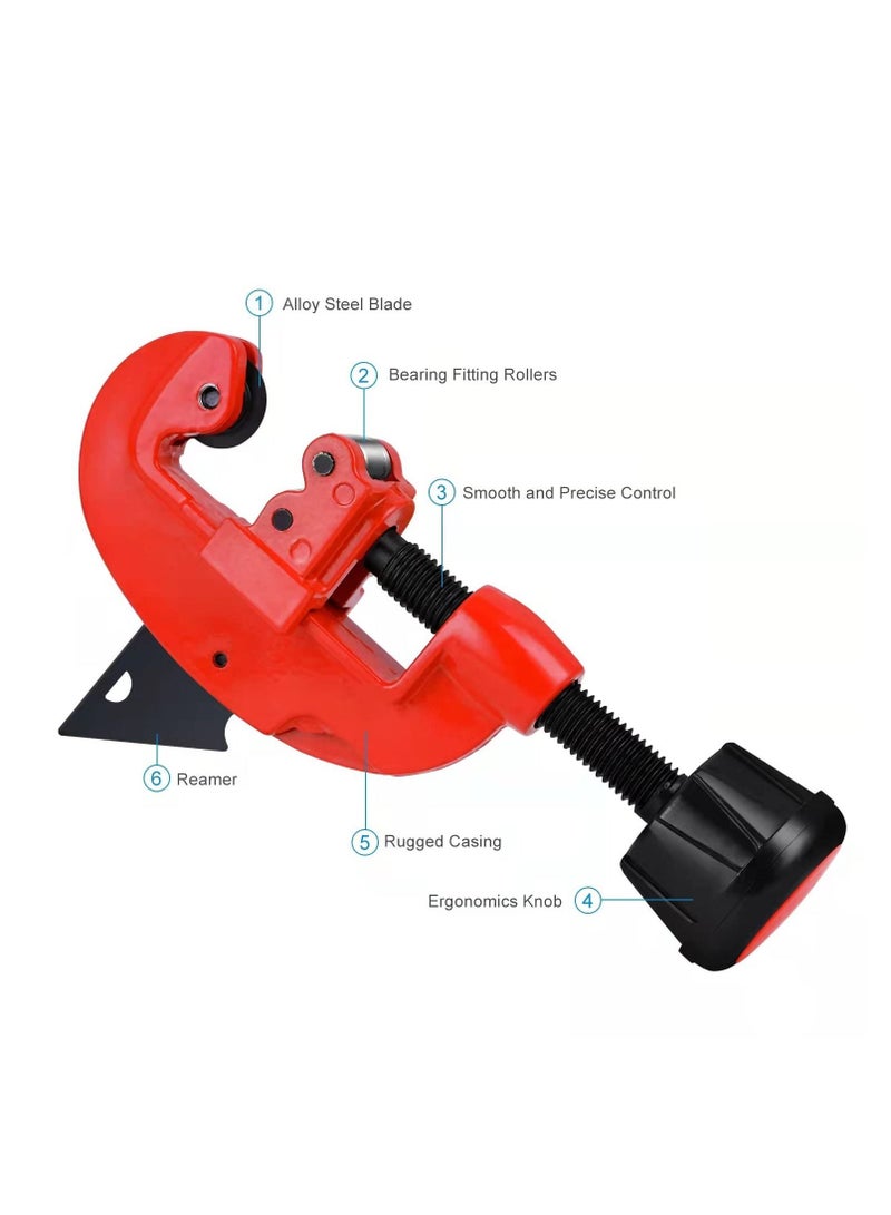 Pipe Cutter Tool, Professional Pipe Cutter - Includes 2 Spare Blades, Quick and Clean Cuts, 1/8 to 1-1/4 Adjustable Mini Pipe Cutter for Copper, Aluminum, and Thin Stainless Steel Pipes