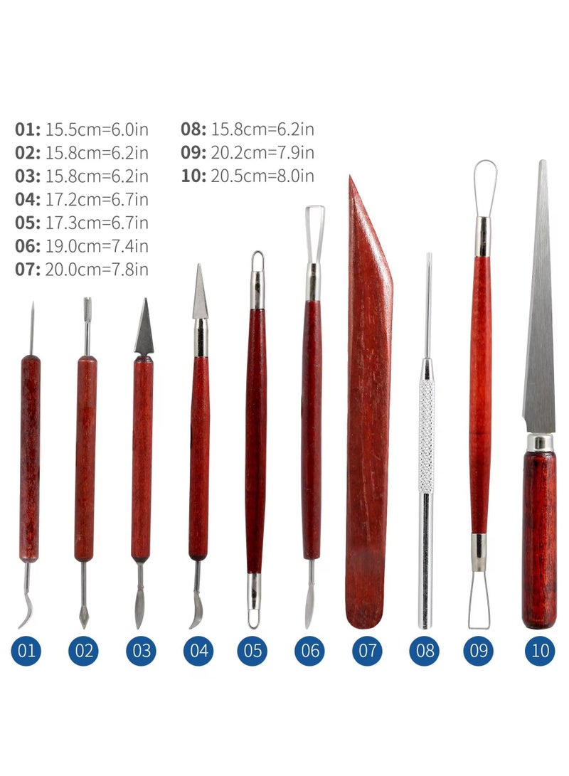 Clay Pottery Sculpting Tools, 15Pcs Air Dry Polymer Clay Carving Tools Set for Kids Adults, Stainless Steel Wooden Ceramic Clay Sculpting Kit, Soft Molding Sculpey Clay Molds Supplies