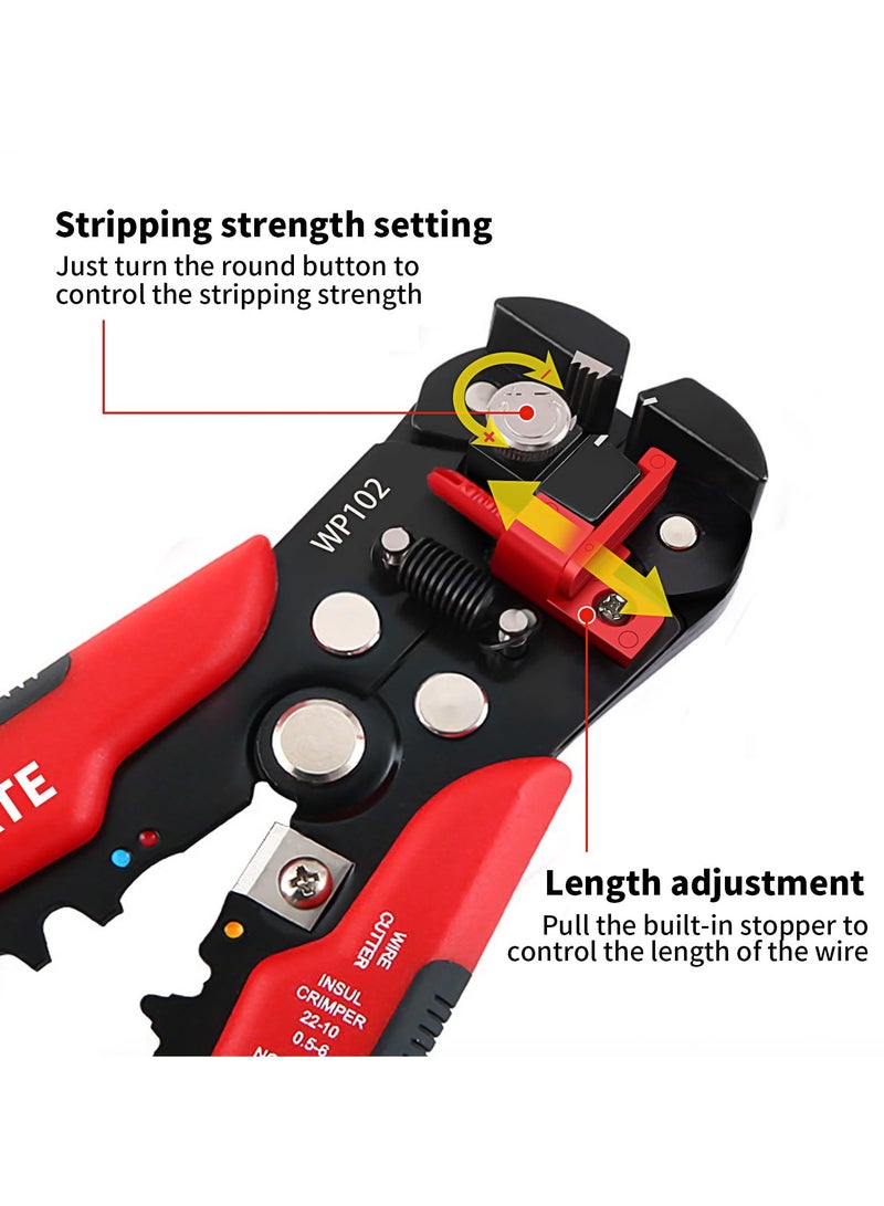 3 in 1 Automatic Universal Wire Stripping Tool, 10-24 AWG Self Adjusting Wire Stripper/Wire Crimper/Wire Cutter, Multifunctional Wire stripper and Crimping Tool, 8 Inch