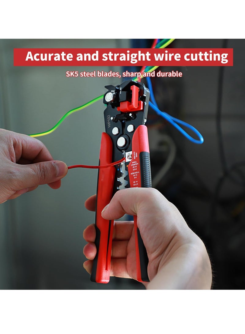 3 in 1 Automatic Universal Wire Stripping Tool, 10-24 AWG Self Adjusting Wire Stripper/Wire Crimper/Wire Cutter, Multifunctional Wire stripper and Crimping Tool, 8 Inch