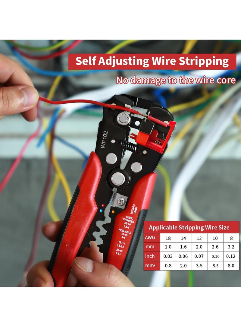 3 in 1 Automatic Universal Wire Stripping Tool, 10-24 AWG Self Adjusting Wire Stripper/Wire Crimper/Wire Cutter, Multifunctional Wire stripper and Crimping Tool, 8 Inch