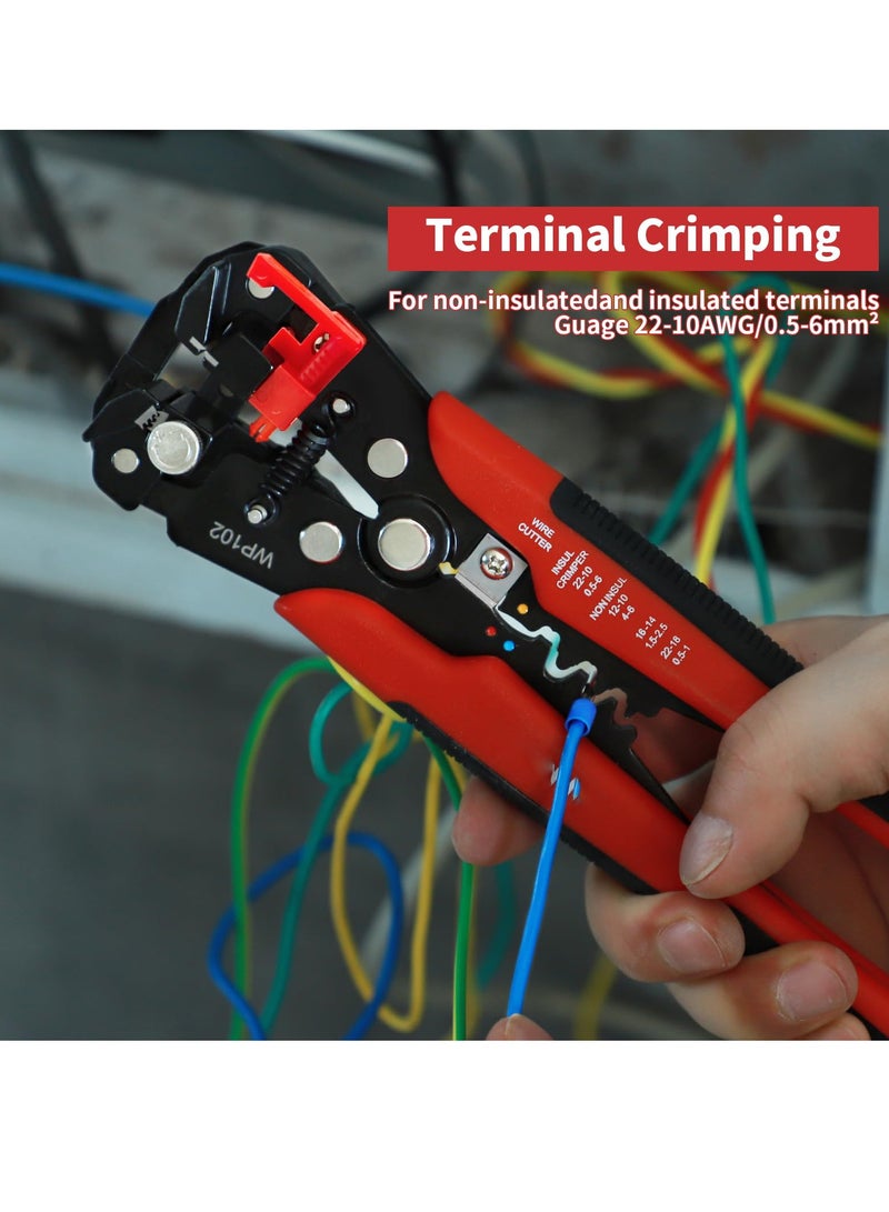3 in 1 Automatic Universal Wire Stripping Tool, 10-24 AWG Self Adjusting Wire Stripper/Wire Crimper/Wire Cutter, Multifunctional Wire stripper and Crimping Tool, 8 Inch
