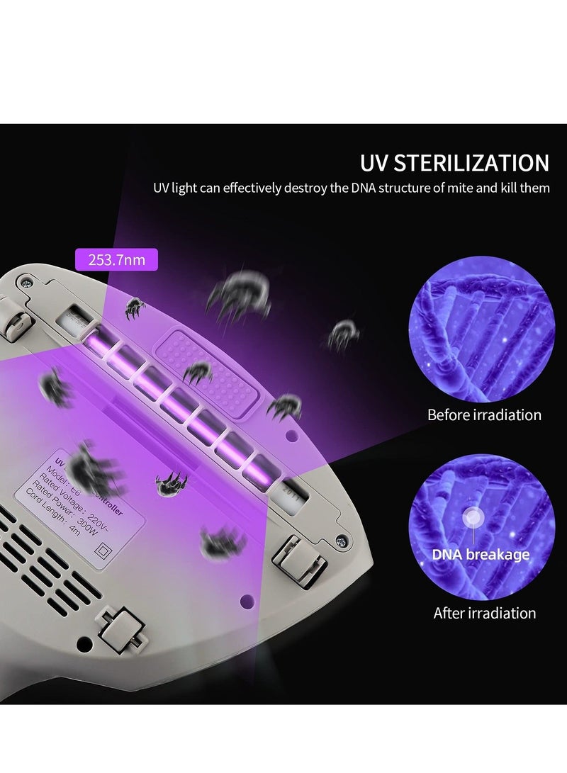 Bed Mites Collector, Handheld Portable Uv Mite Remover Strong Suction Power Can Efficiently Clean Mattresses, Pillows, Sofas and Carpets