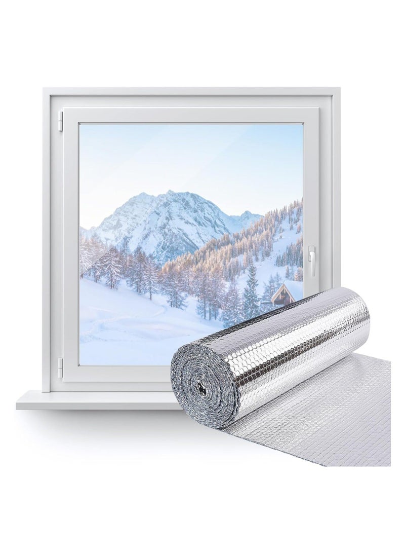 Reflective Insulation Sheet, Double Side Aluminum Foil Bubble Shield for Summer, Window Insulation Radiant Barrier Roll for RV Thermal Heat Shield, 3mm, 19.7inch x 10Ft