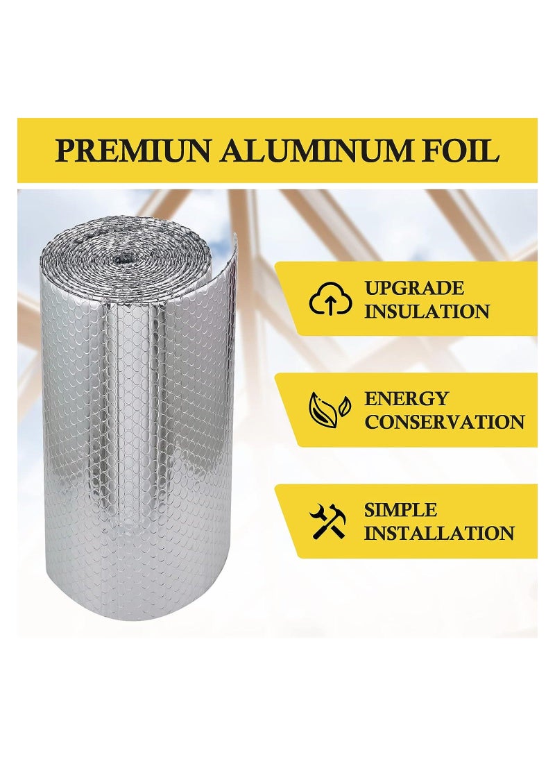 Reflective Insulation Sheet, Double Side Aluminum Foil Bubble Shield for Summer, Window Insulation Radiant Barrier Roll for RV Thermal Heat Shield, 3mm, 19.7inch x 10Ft