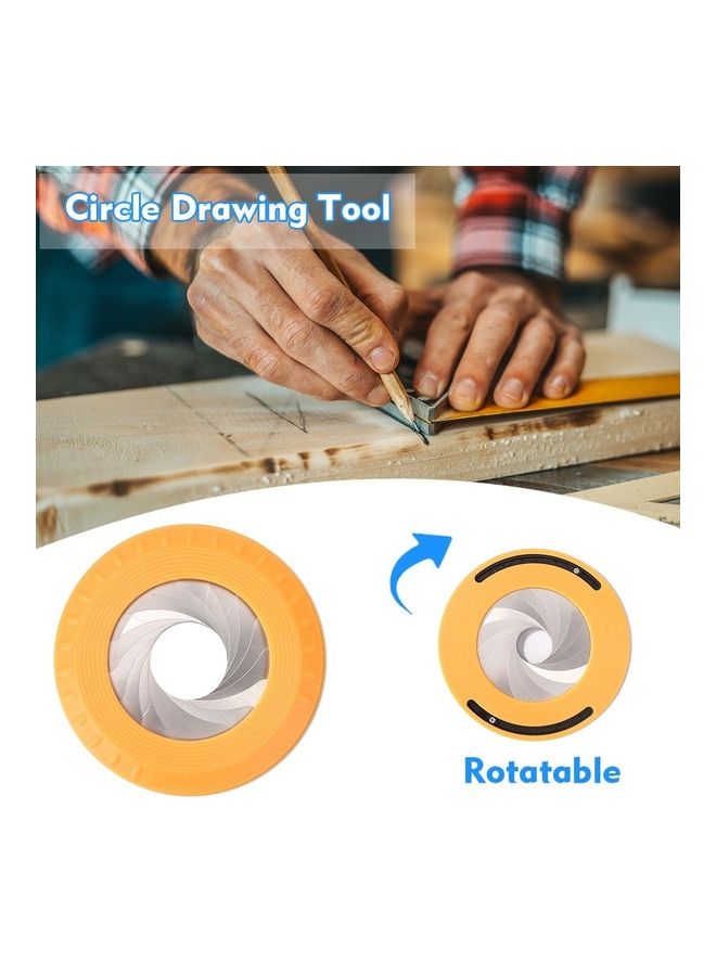 Rotatable Adjustable Circle Drawing Tool for Measuring Drawing Orange 12.8 x 12.8 x 1.2cm