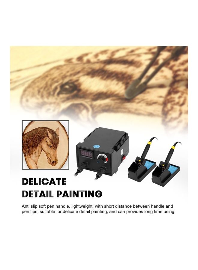 Multifunctional Digital Display Electric Gourd Wooden Pyrography Machine Kit Black/Blue/Yellow