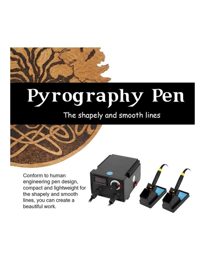 Multifunctional Digital Display Electric Gourd Wooden Pyrography Machine Kit Black/Blue/Yellow