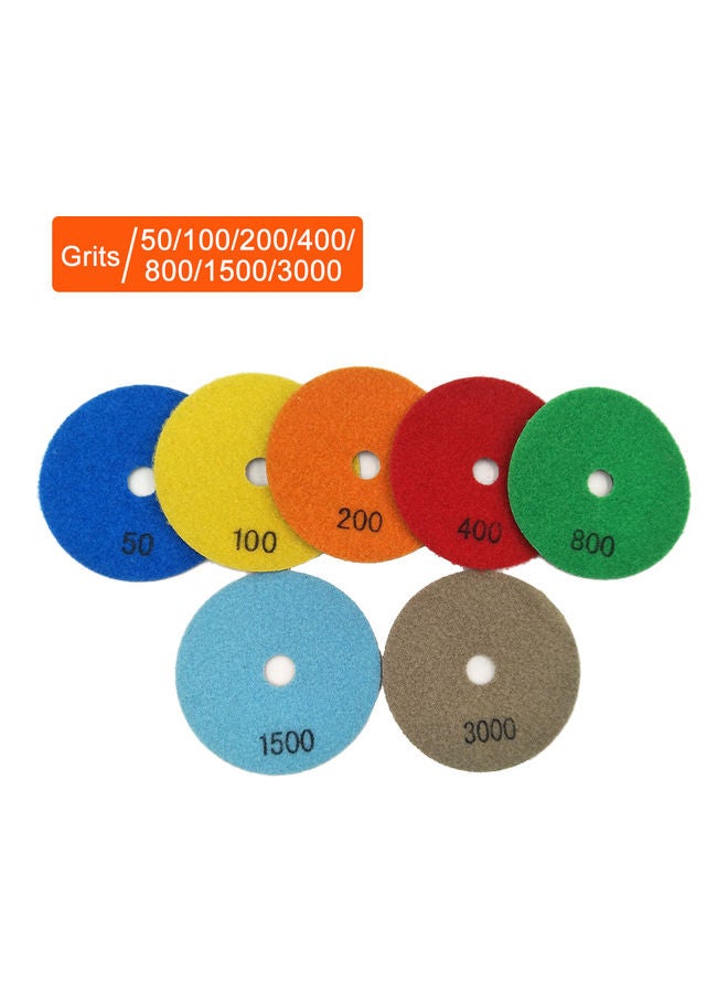 7-Piece Wet Dry Diamond Polishing Pads Set Multicolour 10.00 X 2.00 X 10.00cm