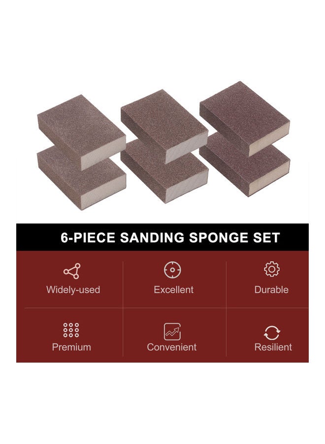 6-Pieces Sanding Sponges Brown