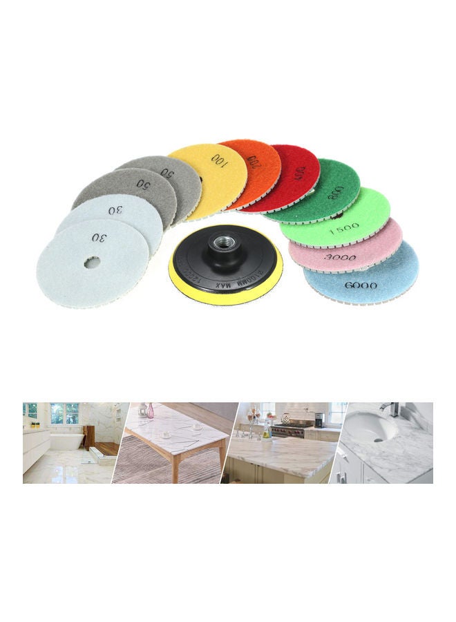 12-Piece 4-inch Diamond Wet Polishing Pads Multicolour 10.00 X 7.80 X 10.00cm