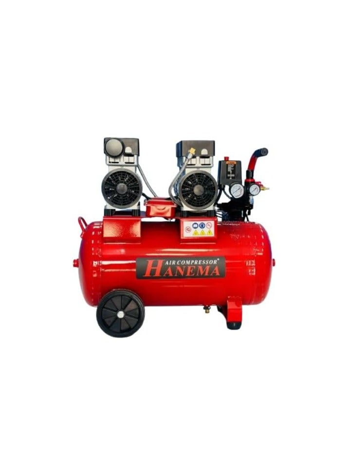 HANEMA Air Compressor 50 Liter PS: 8.5 Bar Compressor, PH:12.75 Bar Compressor, Sound Less Compressor,Oil Free, Mechanical Pressure Gauge, Heavy Duty Steel Tank, Construction Nail Gun, Pneumatic Tools