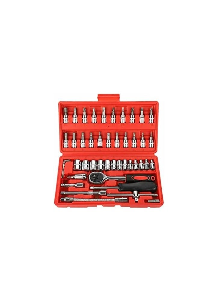 46Pcs Ratchet Wrench Socket Tools Set