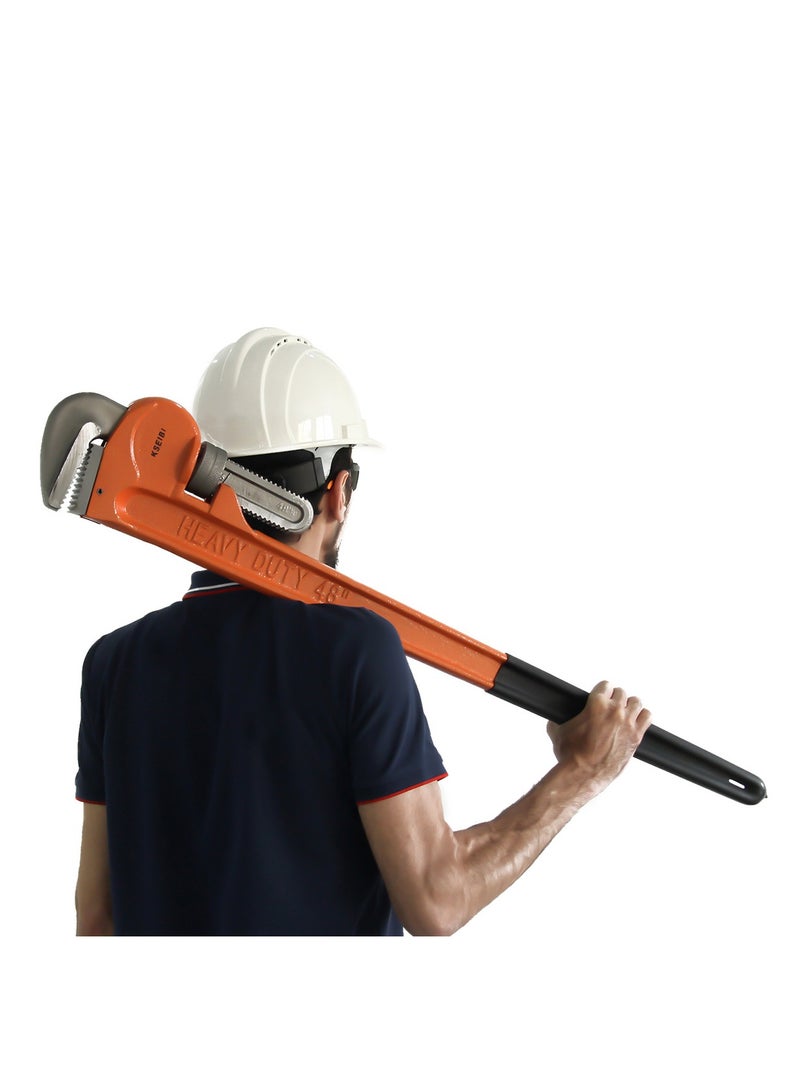 Adjustable Pipe Wrench with Plastic Handle, A Multi-Functional Wrench for Disassembling, Hand tools for Plumbing Installing and Repairing Pipes, Heavy Duty Plumbers Wrench for Home & Auto Repair.