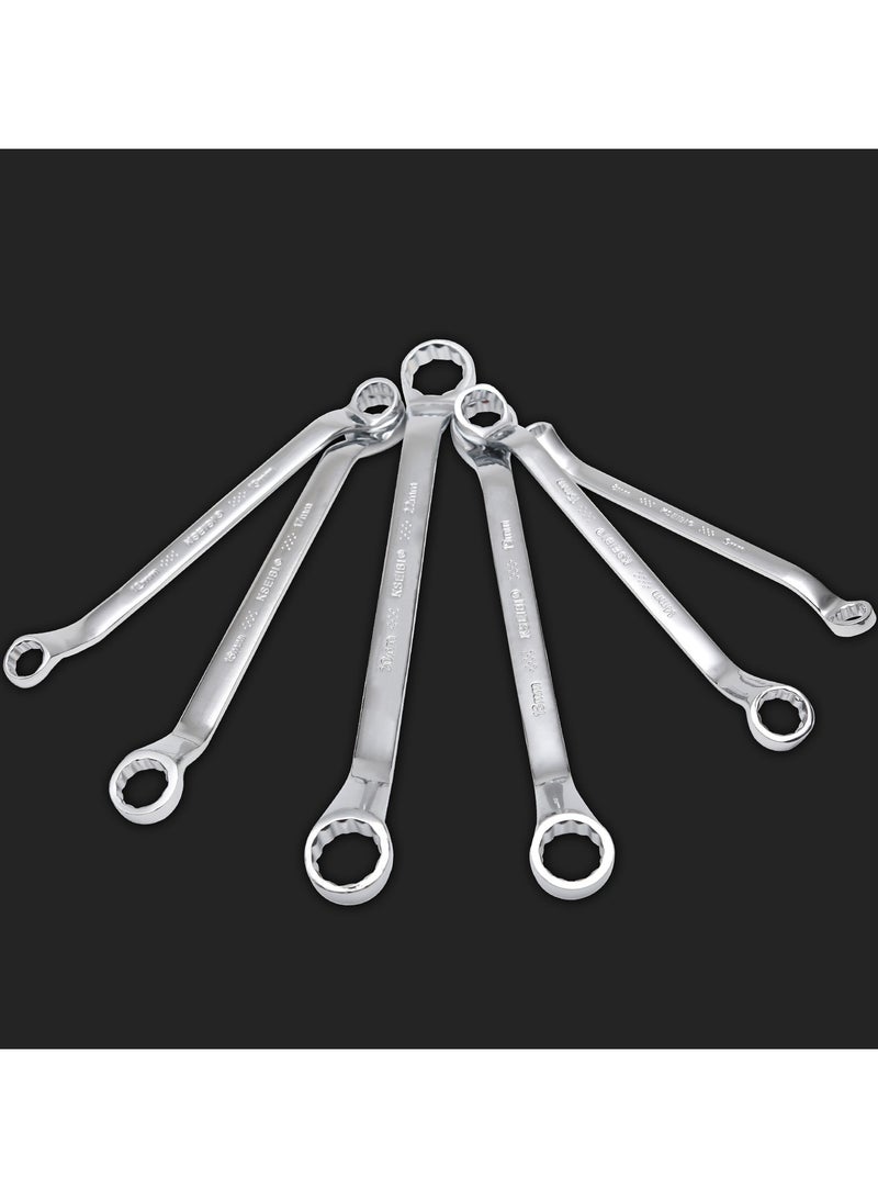 Double Ring Spanner Wrench Set 8- PC/6x7 - 20x22mm, Chrome Vanadium, Max Torque, Chrome Vanadium Steel, with Storage Rack, Ideal for Getting into Tight Spots, Automotive Repair, Plumbing, DIY.