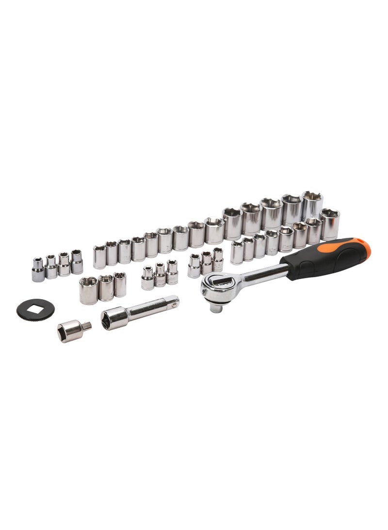 Hand Tool Professional Hexagon Socket and Ratchet Set, 1/4