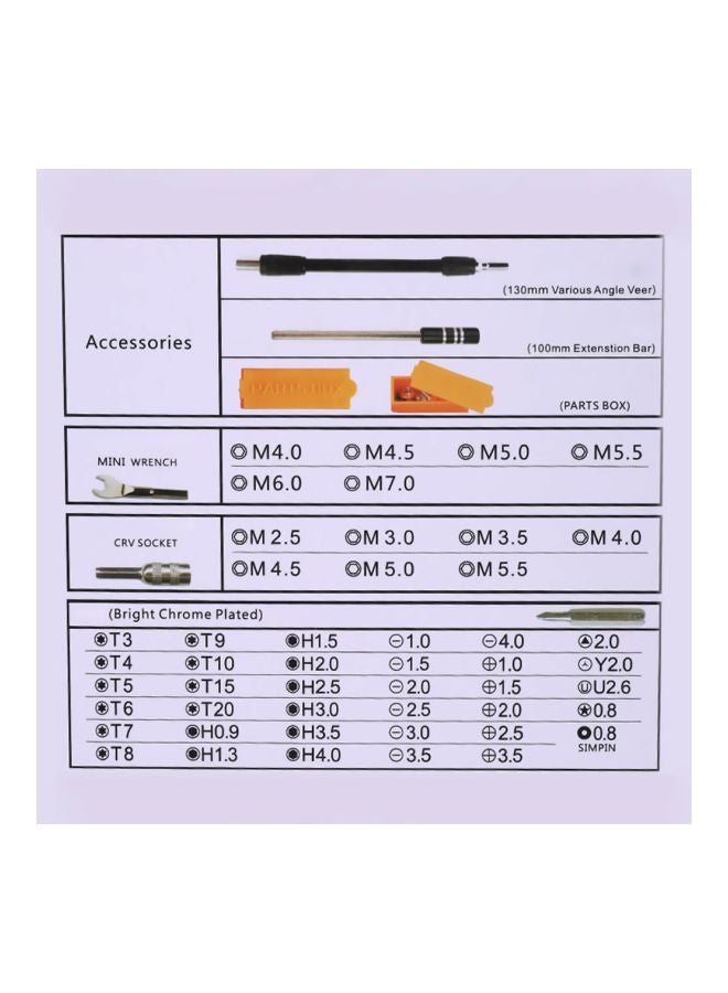 52-Piece Pro Precision Screwdriver Set Orange/Black/Silver