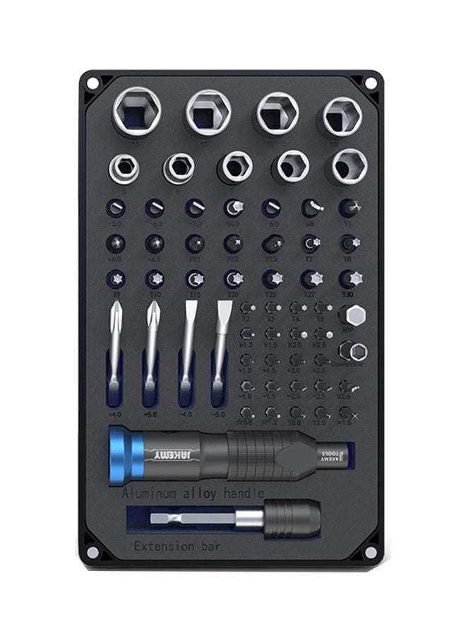 61-Piece Multifunctional Screwdriver Set Black/Silver/Blue