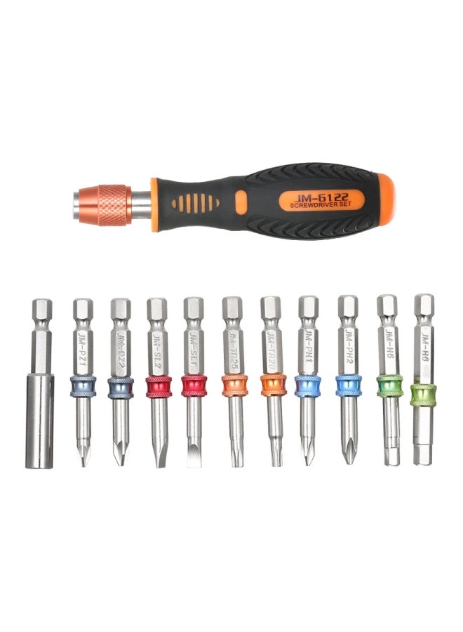 12-Piece Multi Functional Screw Bit Kit Black/Silver/Orange 2.36inch