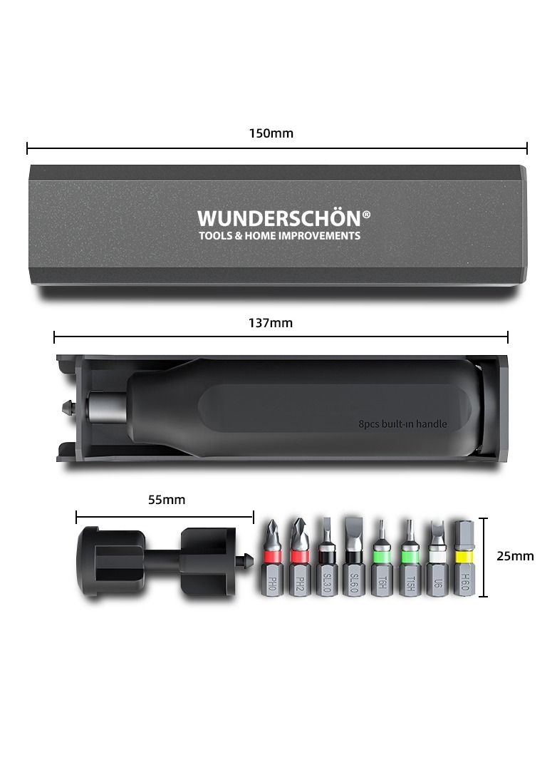 8 in 1 Multi Functional Reattaching Screwdriver Set Compact Metal Case  Suitable for Install and Repair Computer Furniture  Automotive Parts Appliances Electronics