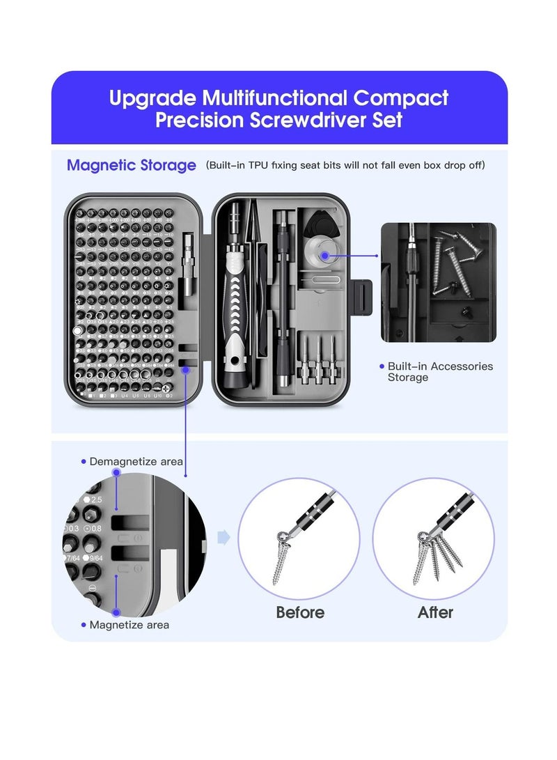 Precision Screwdriver Set 130 in 1 Tool Kit with 120 Bits Magnetic Screwdriver Set 10 bit Tool Set Handy Repair Tool for Computer Phone Watch Camera Laptop