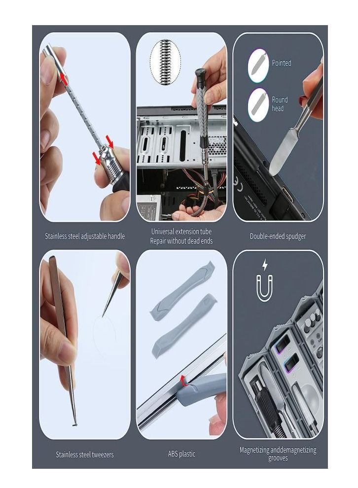 126 Piece Precision Screwdriver Set Magnetic Driver Kit with Flexible Shaft Professional Magnetic Repair Tool Kit for Computer Laptop Macbook